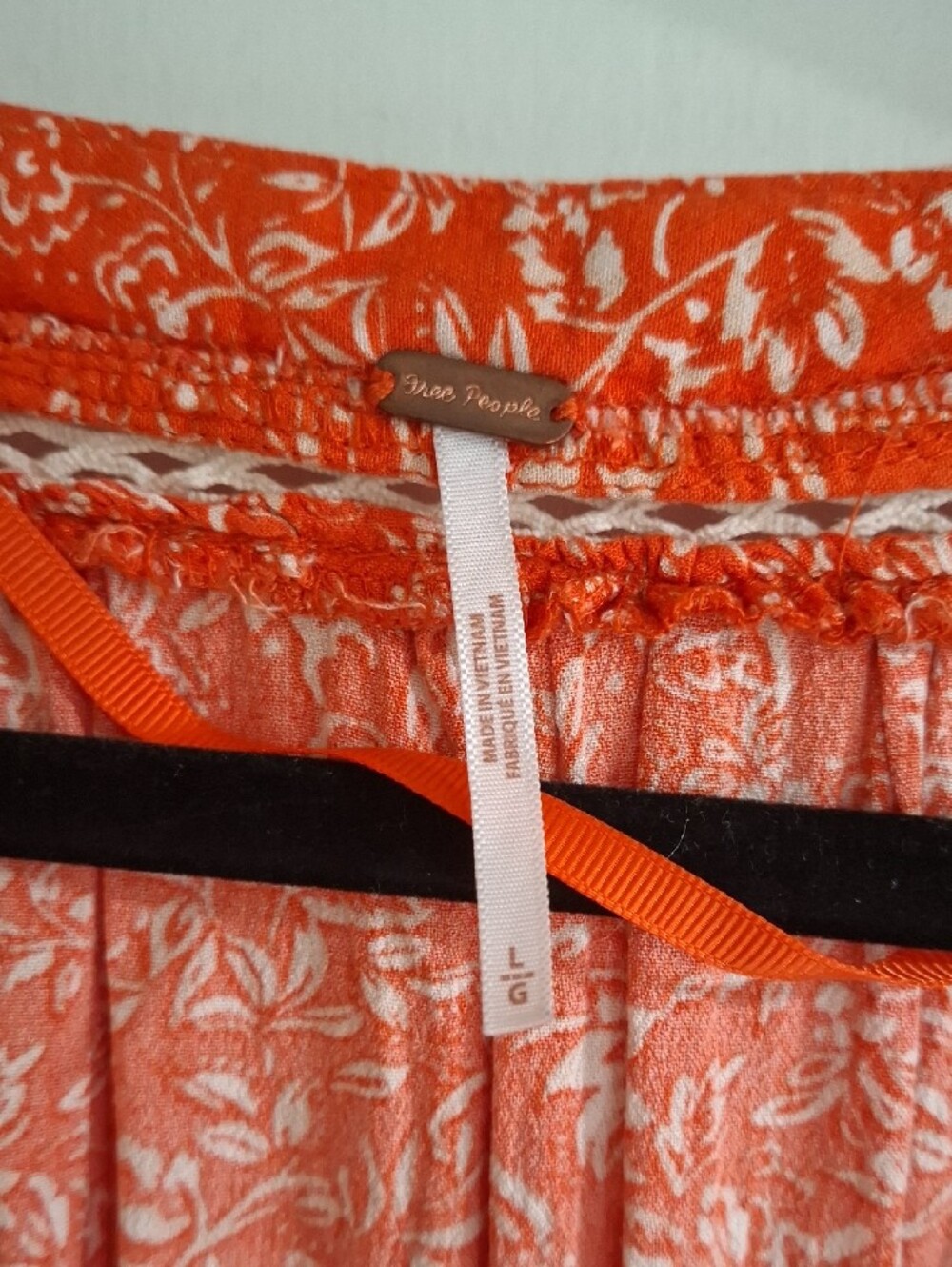 Free People Bright Orange Floral Lace-Trim Tunic - Picture 5 of 5